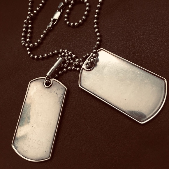 GUCCI vintage solid925 silver dog tags. Chains 925 - Picture 1 of 1